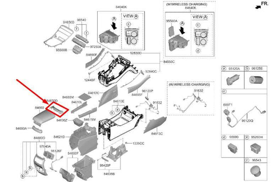 2021-2023 Hyundai Santa Fe Center Console Armrest Lock Assy 84663-S2AA0-NNB OEM - Alshned Auto Parts
