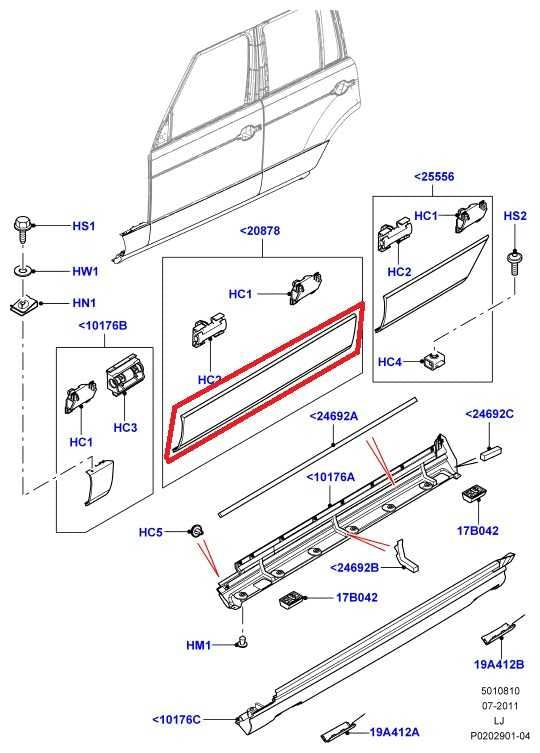 2010-12 Land Rover Range Rover HSE Front Right Door Lower Molding Trim LR0062211