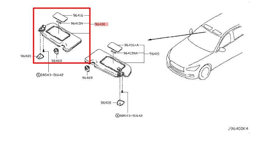 2014-23 Infiniti Q50 Luxe RWD Front Right Side Sun Visor w/ Illuminated Mirror - Alshned Auto Parts