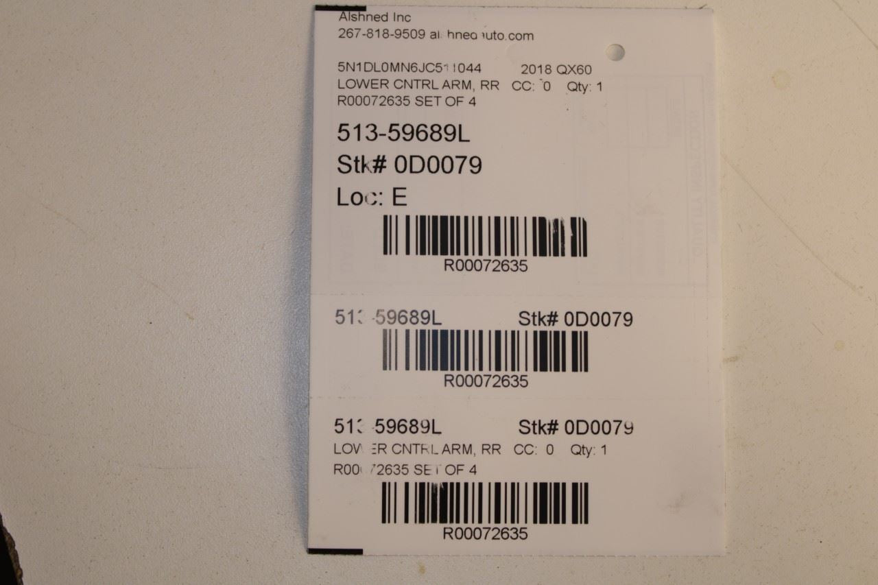 14-20 Infiniti QX60 FWD Rear Suspension LH Side Lower and Upper Control Arm Set - Alshned Auto Parts