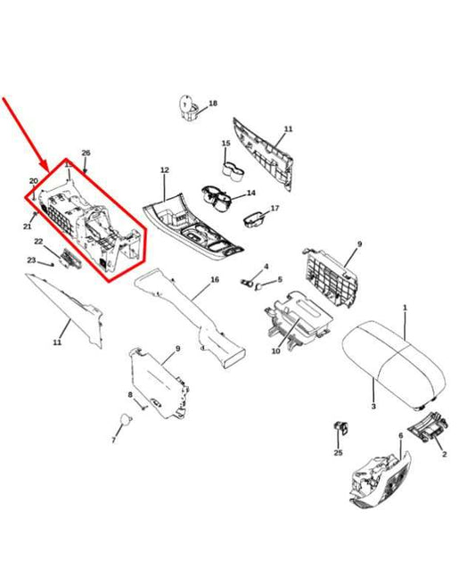 2016-21 Jeep Grand Cherokee Summit Center Console Reinforcement Base 68308783AA - Alshned Auto Parts