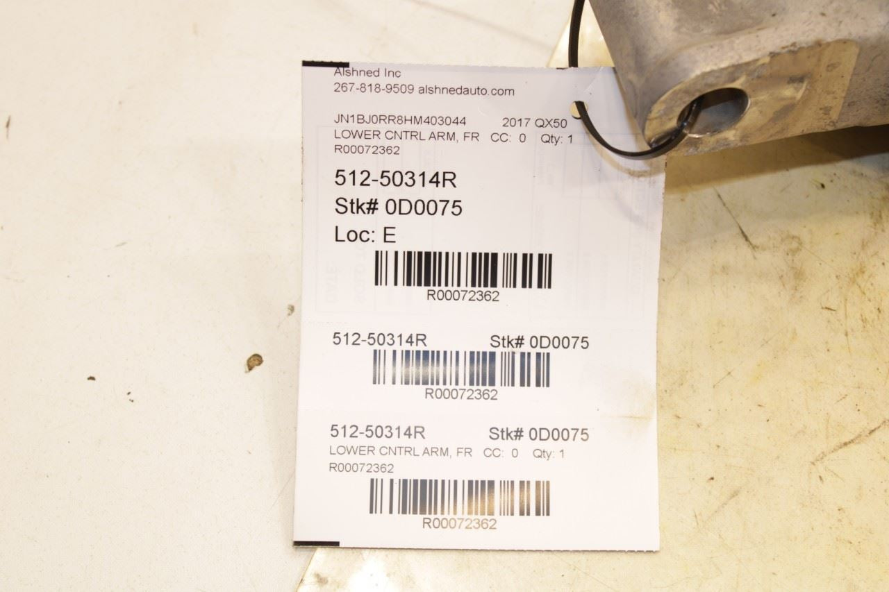 14-17 Infiniti QX50 AWD Front Right Passenger Side Lower Control Arm 54500-1BA8A - Alshned Auto Parts