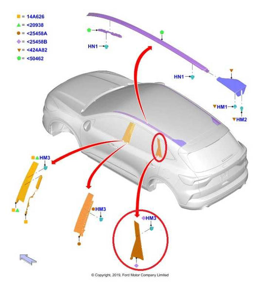 20-21 Ford Escape SEL RR LH Door C-Pillar Exterior Molding LJ6B-S254A43-AA *ReaD - Alshned Auto Parts