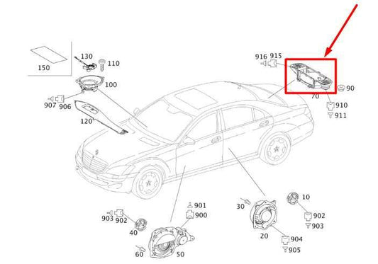 10-13 Mercedes-Benz S550 Logic 7 Rear Package Tray Subwoofer Speaker 2218208102 - Alshned Auto Parts