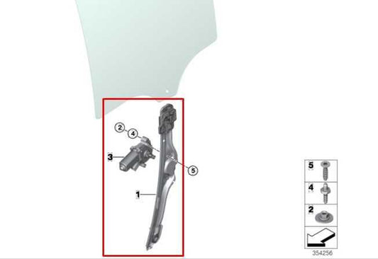 2014-2018 BMW X5 xDrive35i Rear Right Door Window Regulator w/ Motor 51357291952 - Alshned Auto Parts