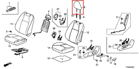 19-22 Honda HR-V EX 1.8L Front Seat Passenger Right or Driver Left Side Headrest - Alshned Auto Parts