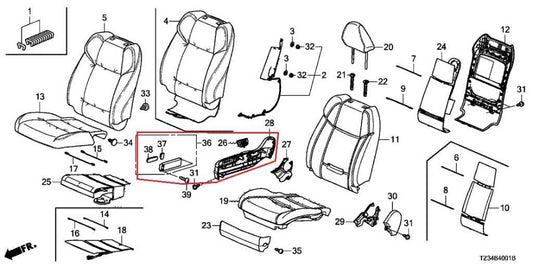 2015-2020 Acura TLX Tech Front Right Power Seat Control Switch 81250-SDD-U71ZL - Alshned Auto Parts