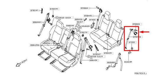 2015-20 Infiniti QX60 Rear Left Side 3rd Row Seat Belt Retractor 89845-9NB0B OEM - Alshned Auto Parts