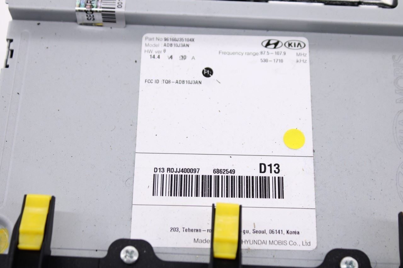 2019-2021 Hyundai Veloster Audio Radio Receiver w/ 7.0 Display 96160J35104X OEM5