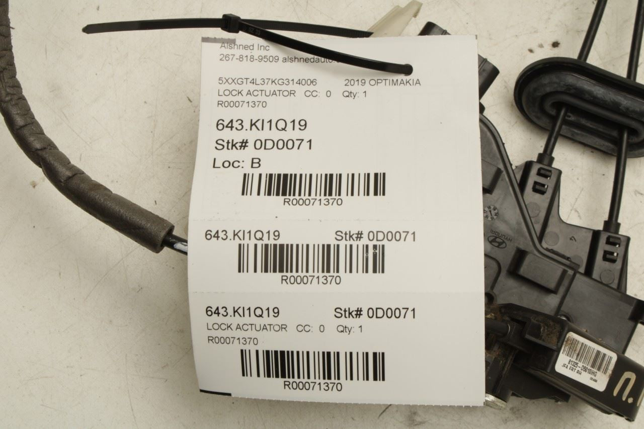 2016-2020 Kia Optima LX Front Right Side Door Lock Latch Actuator 81325-D5010 - Alshned Auto Parts