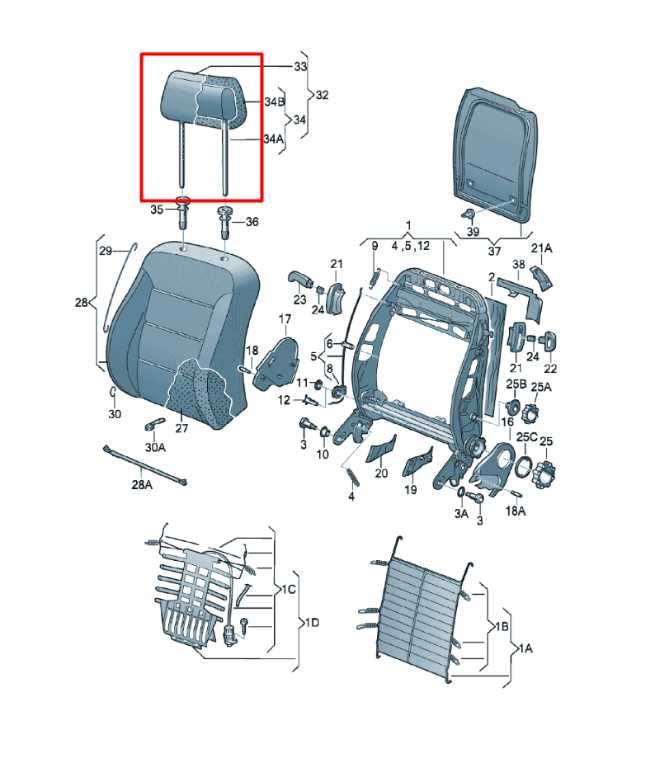 2007-10 Volkswagen Beetle 2.5L Front Right Side Seat Headrest 1C0-881-901-BF-A641