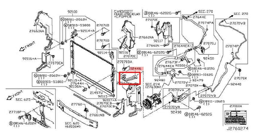 17-22 Infiniti Q60 Luxe 3.0L AC Condenser to Tank Line Tube Pipe 92446-4GB0A OEM - Alshned Auto Parts