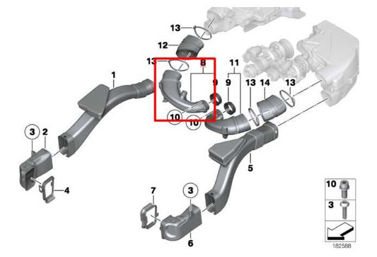 2010-15 BMW 750Li xDrive 4.4L AWD Air Intake Rear Side Upper Outlet Duct *ReaD* - Alshned Auto Parts
