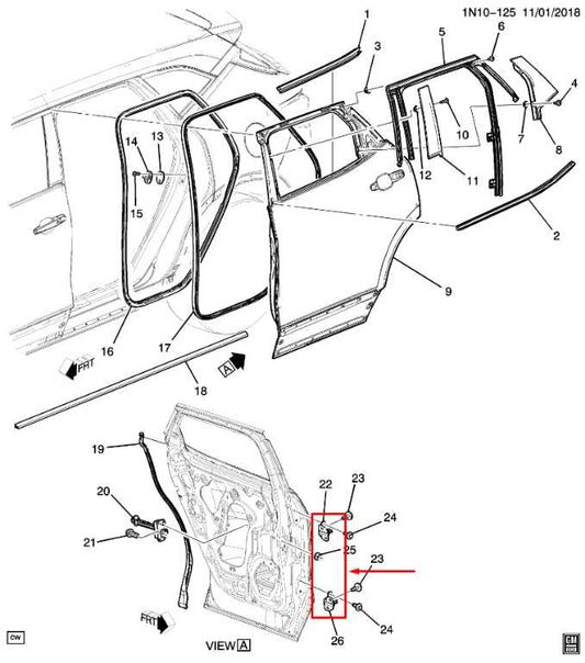 2019-24 Chevrolet Blazer 2LT Rear Left Door Hinge Upper and Lower Pair 20986575 - Alshned Auto Parts