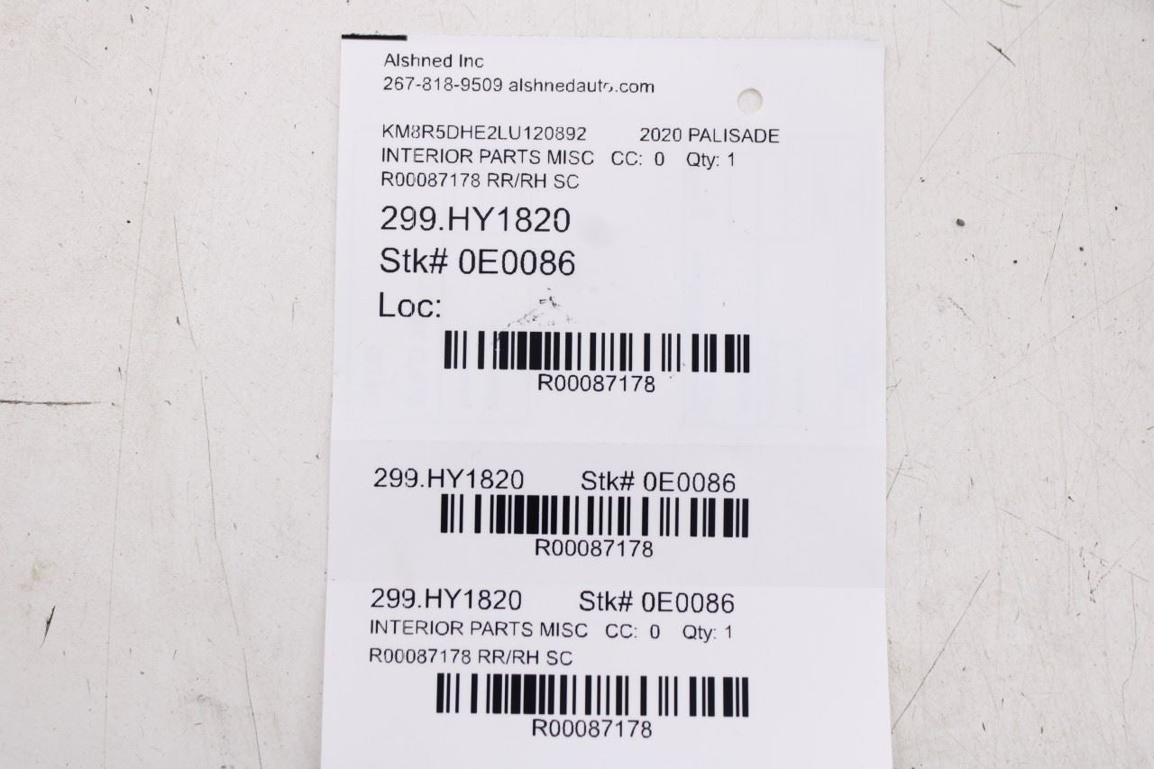 2020-26 Hyundai Palisade Limited AWD Rear RH Quarter C-Pillar Trim 85860S8230NNB - Alshned Auto Parts