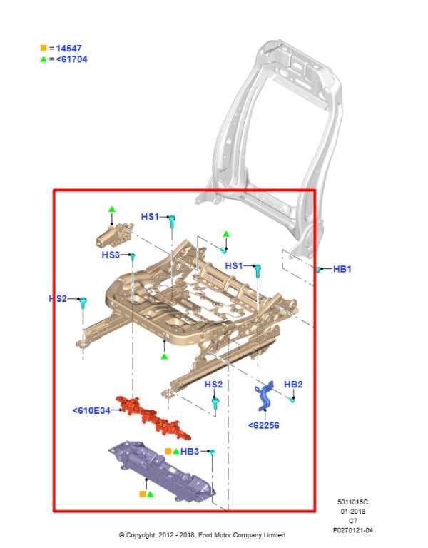 2013-20 Ford Fusion 2.0L Front Driver Left Side Seat Lower Track Frame w/ Motors1