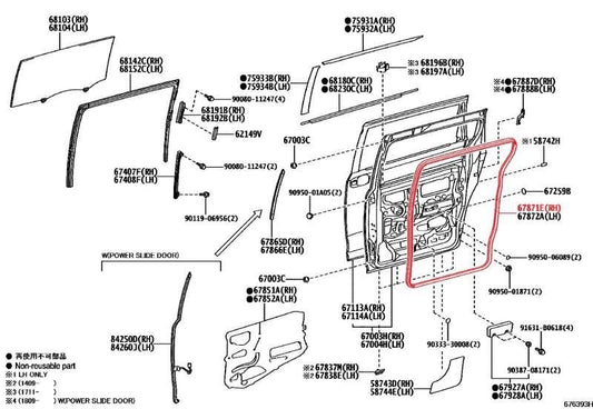 2015-2020 Toyota Sienna Rear Right Slide Door Weatherstrip 67871-08030-B1 OEM - Alshned Auto Parts