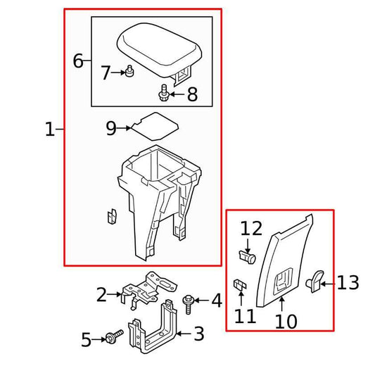 2018-25 Mitsubishi Eclipse Cross ES Center Console Armrest Storage w/ Lid Cover - Alshned Auto Parts