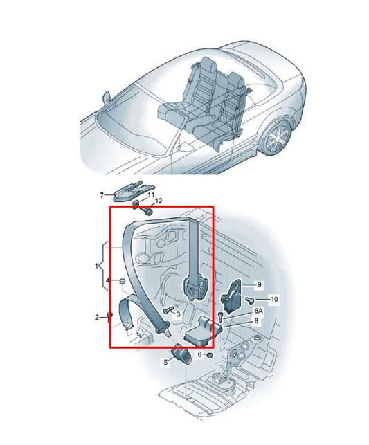 2012-2018 Audi A7 Premium 3.0L Rear Driver Left Side 2nd Row Seat Belt Retractor - Alshned Auto Parts