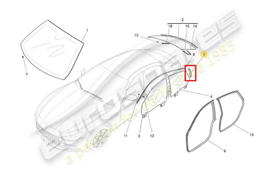 14-21 Maserati Ghibli S Q4 Rear RH and LH Door Pillar Exterior Molding Trim Set - Alshned Auto Parts