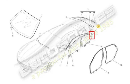 14-21 Maserati Ghibli S Q4 Rear RH and LH Door Pillar Exterior Molding Trim Set - Alshned Auto Parts