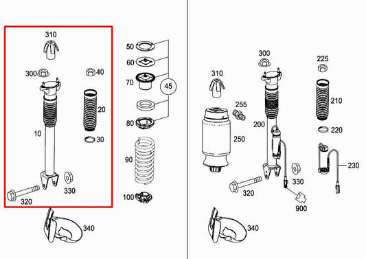 12-15 Mercedes-Benz ML350 3.5L RWD Rear Left or Right Side Shock Strut Absorber - Alshned Auto Parts