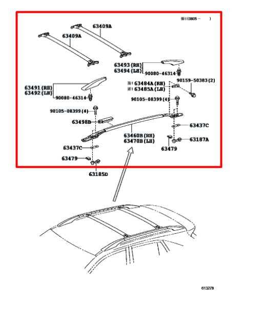 07-08 Lexus RX350 Roof Luggage Rack Rails Right and Left Side Set w/ Cross Bars - Alshned Auto Parts