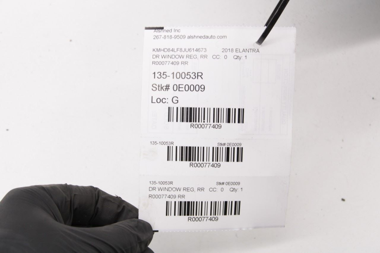 16-20 Hyundai Elantra Value Edition Rear Right Door Window Regulator w/ Carrier - Alshned Auto Parts