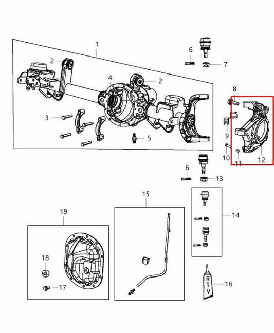 2007-2018 Jeep Wrangler Unlimited Front Right Side Spindle Knuckle 68004086AA - Alshned Auto Parts