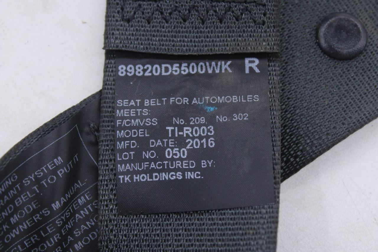 2016-20 Kia Optima EX 2.4L Rear Passenger Right Side 2nd Row Seat Belt Retractor - Alshned Auto Parts