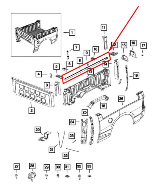 2013-2018 Ram 1500 Crew Cab Laramie Truck Bed Cargo Rail Pair 68171746AC OEM - Alshned Auto Parts