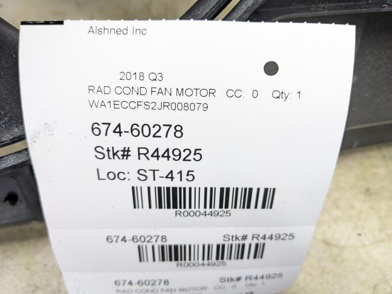 2015-2018 Audi Q3 Quattro Dual Radiator Cooling Fan Motor Assy 8K0-121-207-A OEM - Alshned Auto Parts