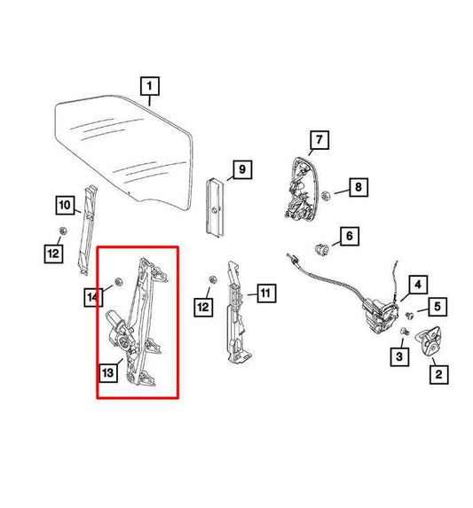 15-22 RAM Promaster City Front RH Door Window Regulator w/ Motor 68366052AA OEM - Alshned Auto Parts