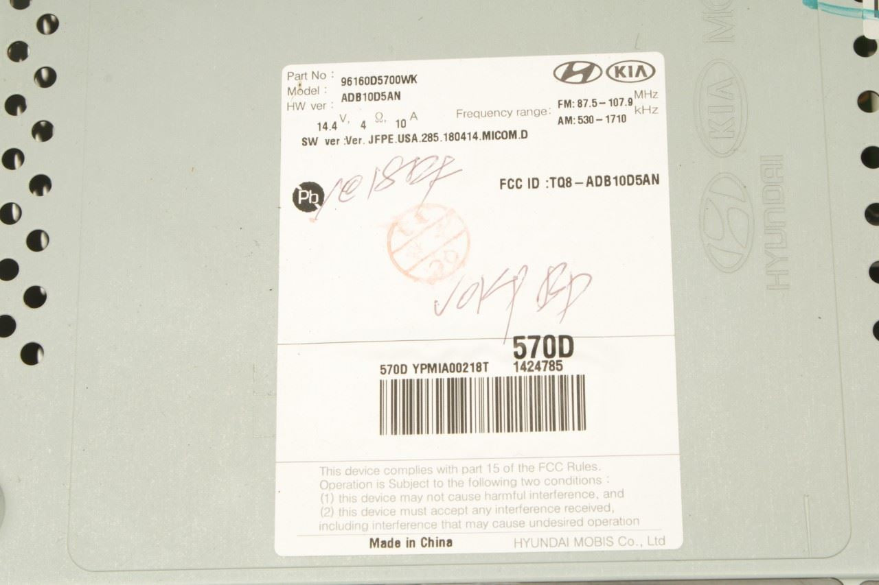 19-20 Kia Optima LX Audio Radio Receiver with 8.0'' Display Screen 96160-D5700WK - Alshned Auto Parts