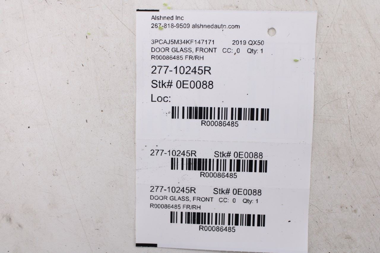 2019-2020 Infiniti QX50 Essential Front Right Door Window Glass 80312-5NA0A OEM - Alshned Auto Parts