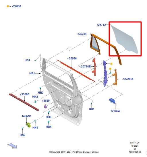 2018-2024 Ford Expedition Rear Right Side Door Window Glass JL1B-7825712-AC OEM - Alshned Auto Parts