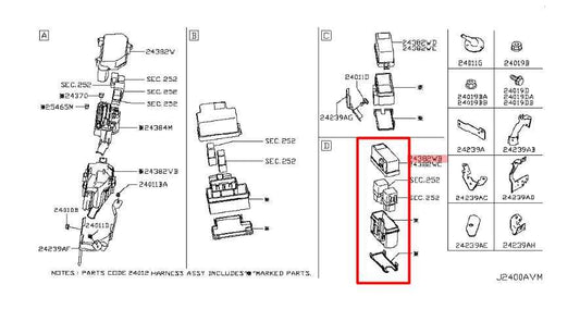 2016-19 Infiniti Q50 Luxe Power Distribution Junction Fuse Relay Box 24382AD100 - Alshned Auto Parts