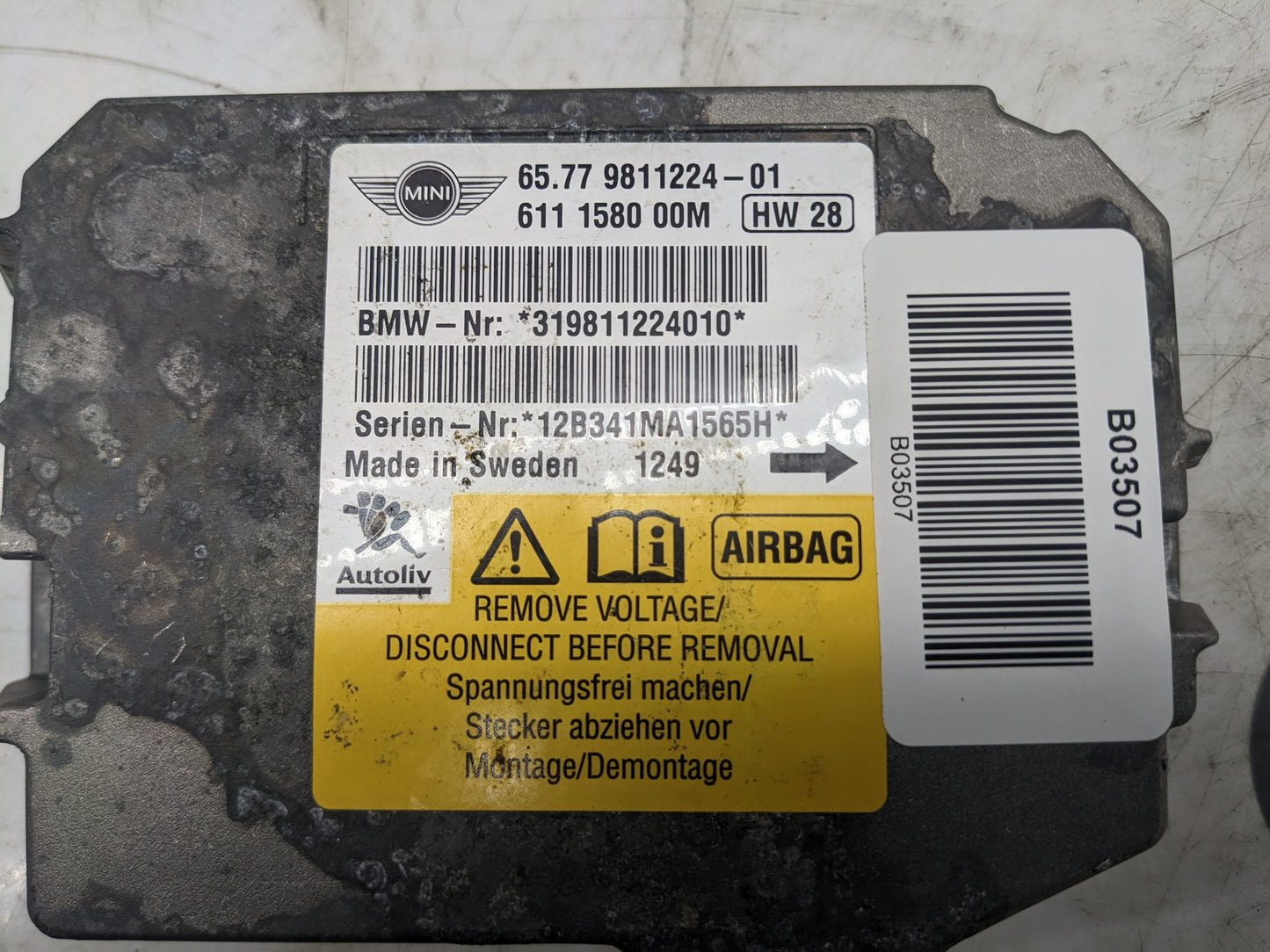 2007-2015 Mini Cooper Air Bag Control Module 65779811224 OEM - Alshned Auto Parts