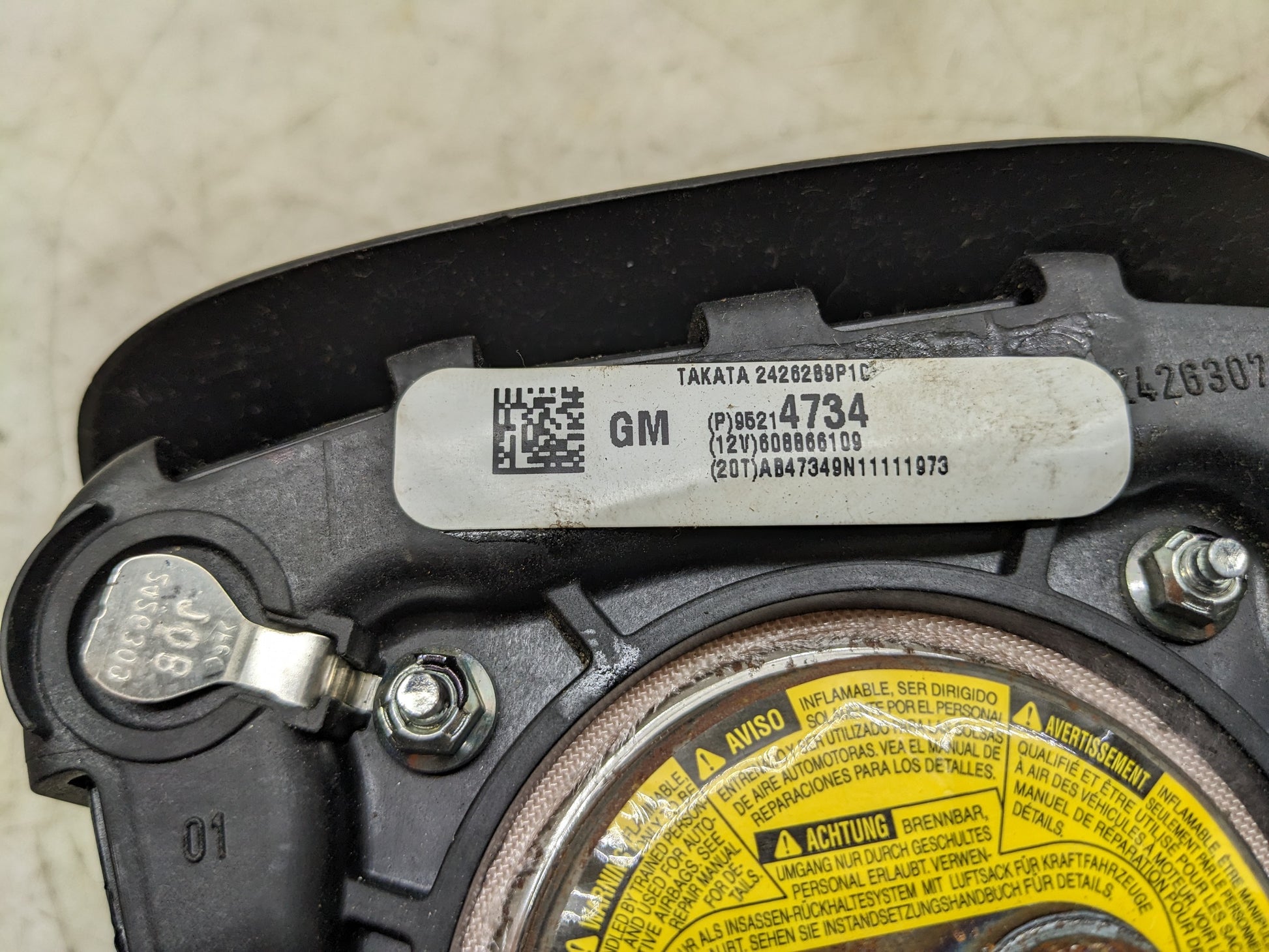 2011-2013 Chevrolet Cruze Front Left Driver Steering Wheel Air Bag 95214734 OEM - Alshned Auto Parts