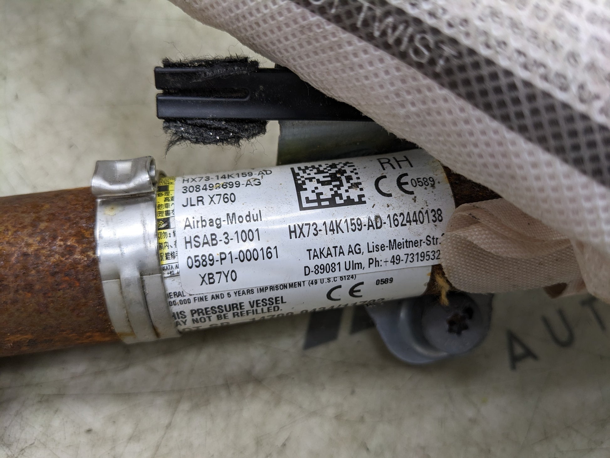 2017-2020 Jaguar XE Right Side Roof Inflator Curtain Air Bag T4N16128 OEM - Alshned Auto Parts