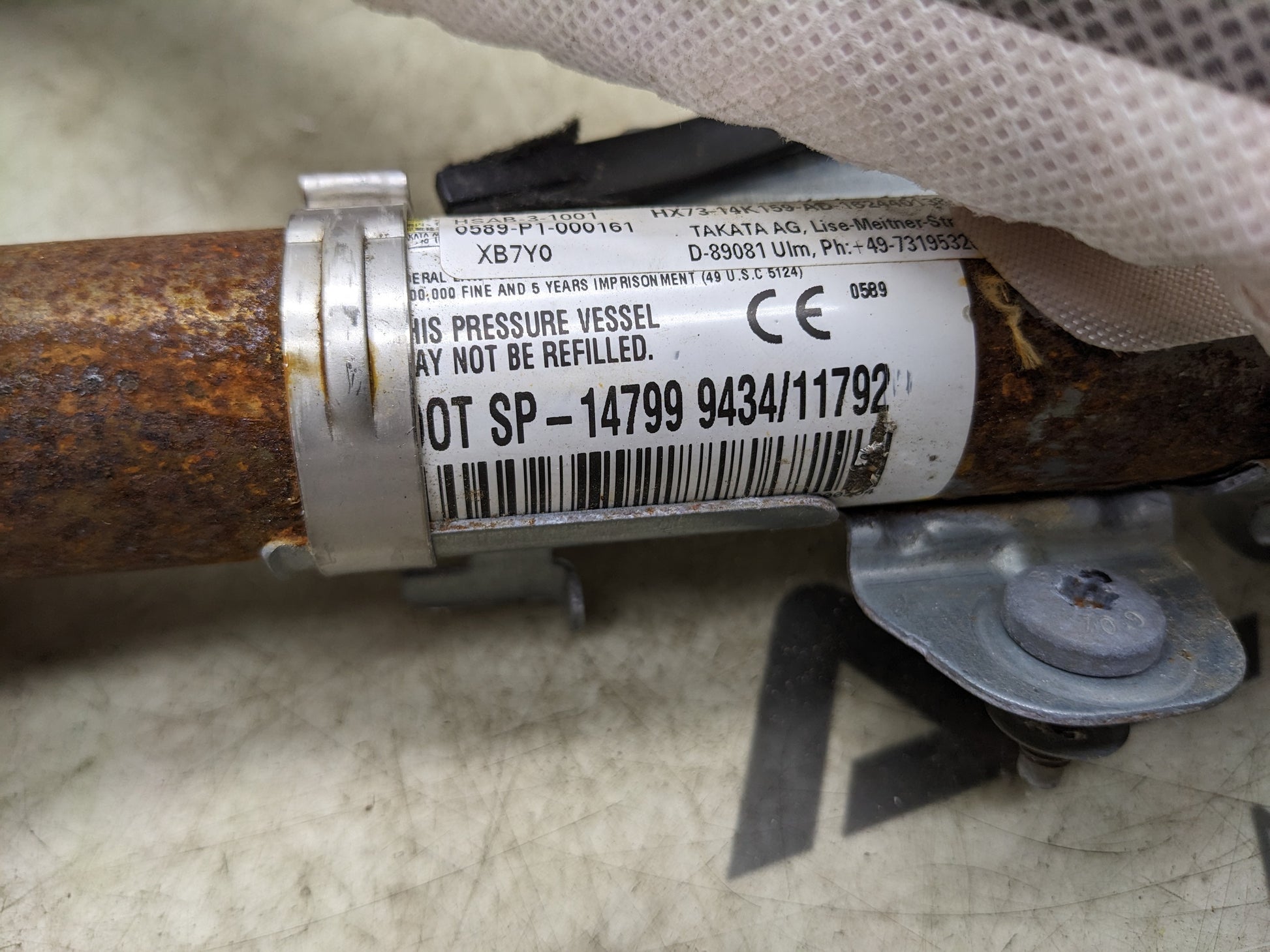 2017-2020 Jaguar XE Right Side Roof Inflator Curtain Air Bag T4N16128 OEM - Alshned Auto Parts