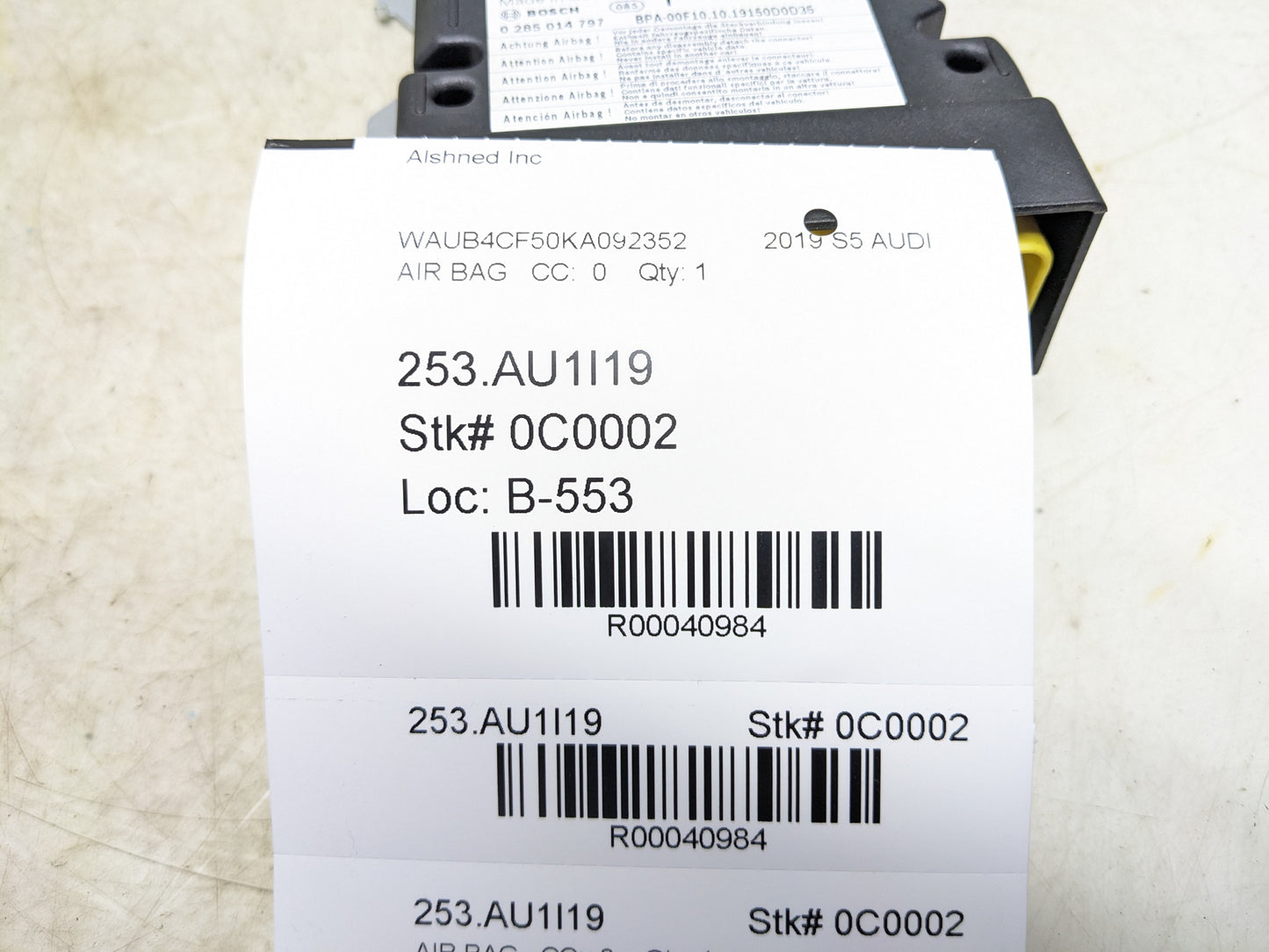 2018-2023 Audi S5 Sportback Air bag SRS Restraints Control Module 8W0-959-655-N OEM - Alshned Auto Parts