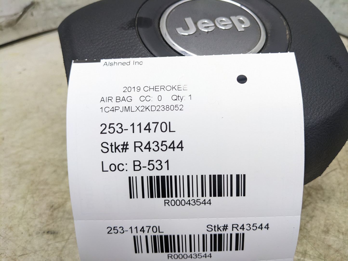 2019-2023 Jeep Cherokee Left Driver Steering Wheel Air Bag 6DZ70DX9AE OEM