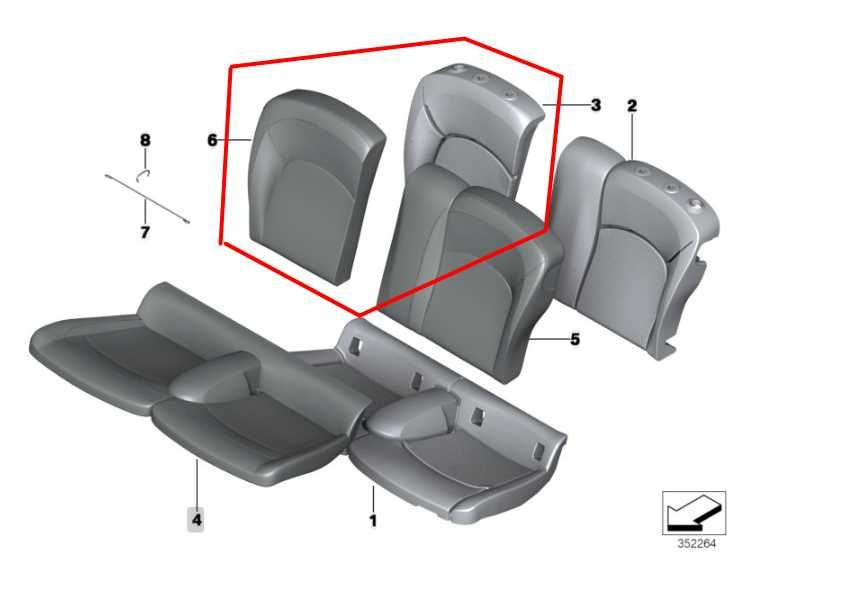 2014-24 Mini Hardtop Cooper Rear Right Side 2nd Row Seat Backrest Upper Cushion1