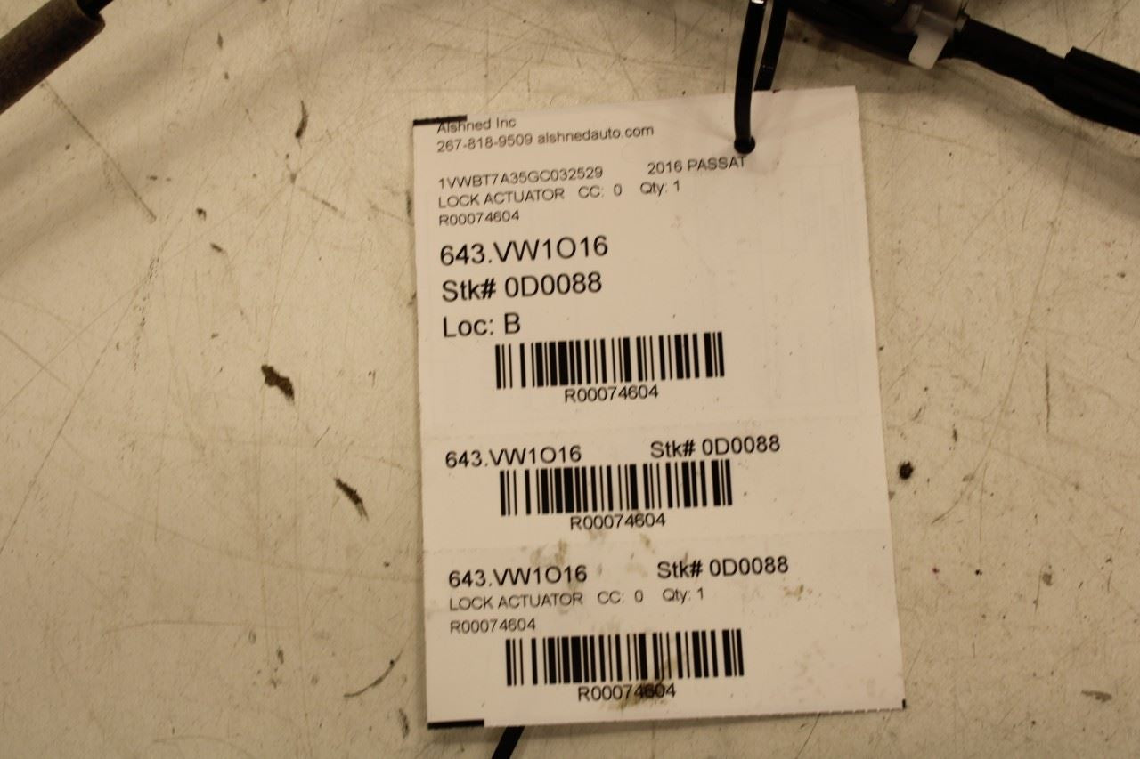 2012-2017 Volkswagen Passat SE Front Right Lock Latch Actuator 5K1-837-016-J OEM - Alshned Auto Parts