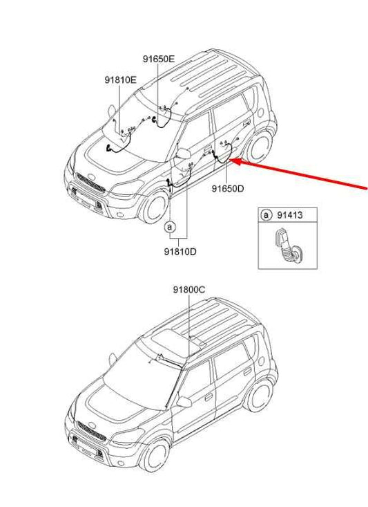2010-2011 Kia Soul Rear Left Driver Side Door Wire Harness 91650-2K022 OEM - Alshned Auto Parts