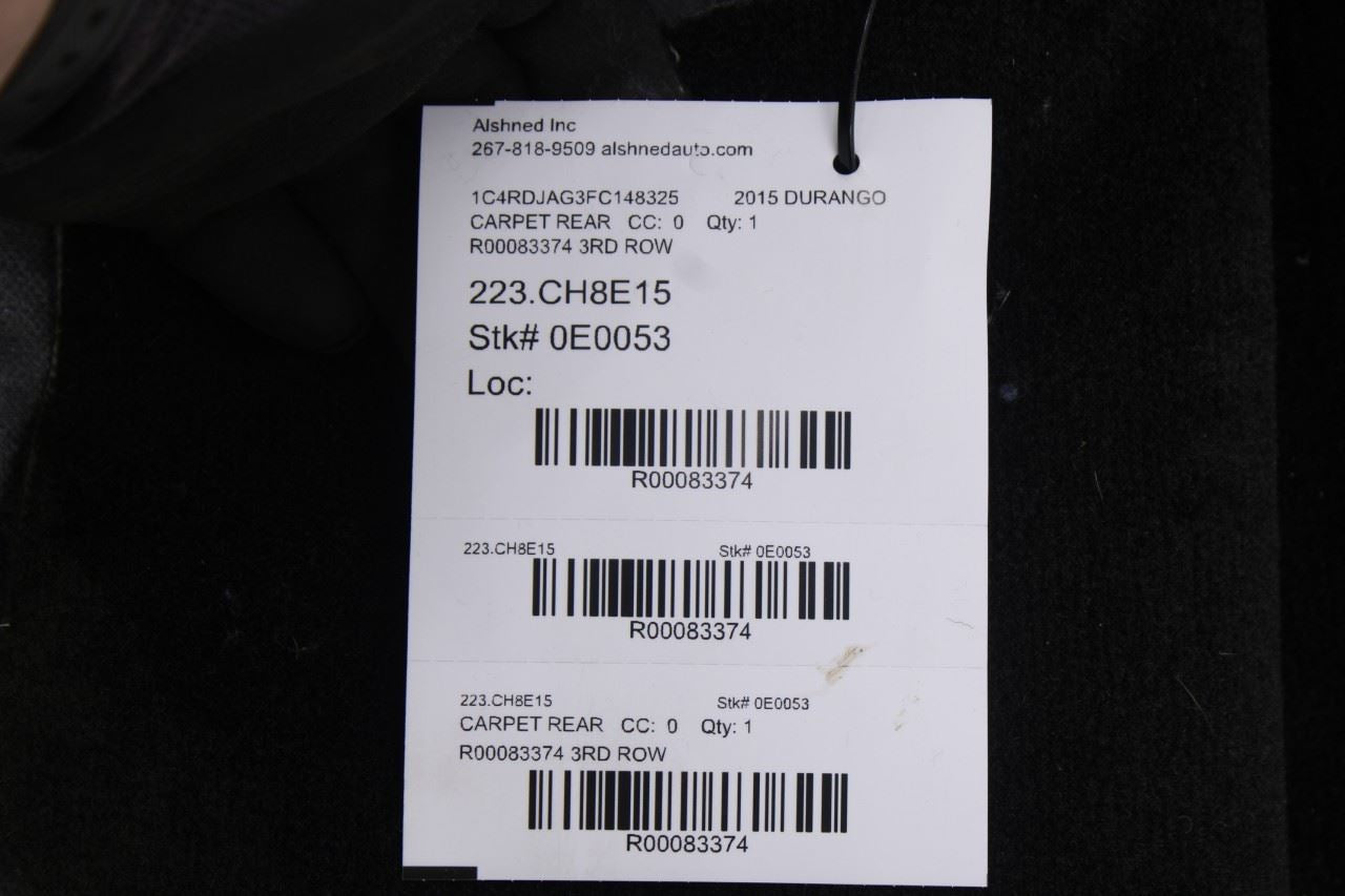2012-21 Dodge Durango SXT 3.6L Rear 3rd Row Cargo Floor Carpet Liner 1GY84DX9AF12