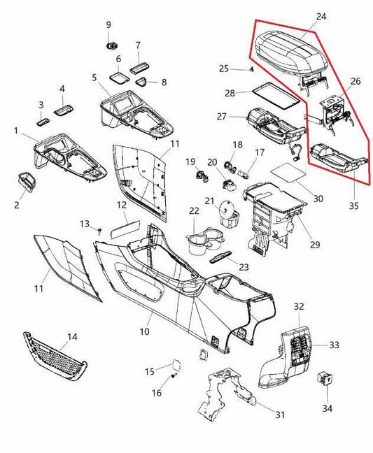 19-22 Jeep Cherokee Latitude Front Center Console Armrest Storage Lid 1WZ791B5AD - Alshned Auto Parts
