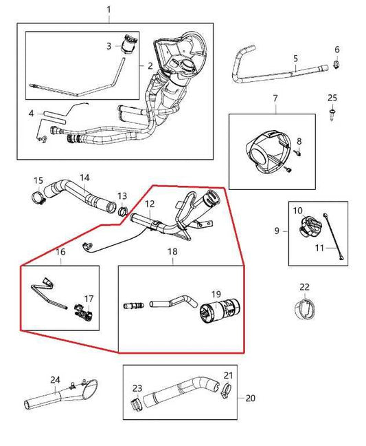 2013-2018 RAM 1500 Laramie 5.7L Fuel Filler Neck Hose Tube Pipe 68192064AC OEM - Alshned Auto Parts