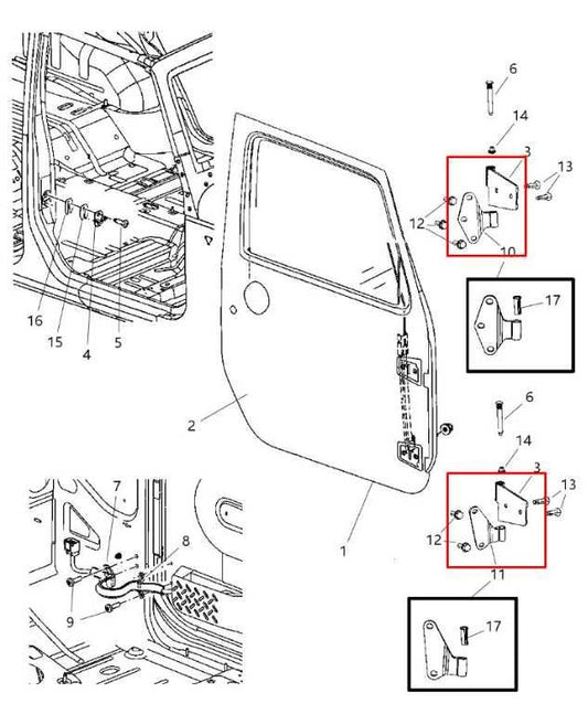 07-16 Jeep Wrangler Unlimited Sport Front Rear RH and LH Door Hinge Set w/ Bolts - Alshned Auto Parts